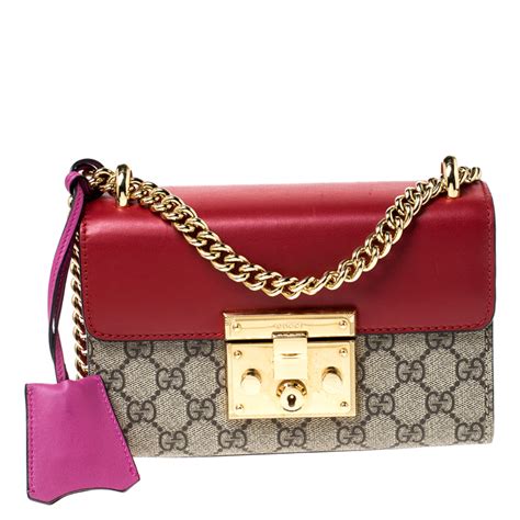 gucci pink and red padlock bag